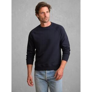 Proper Cloth Mens Italian Cotton Raglan Sweatshirt XXL Navy Minimalist Casual